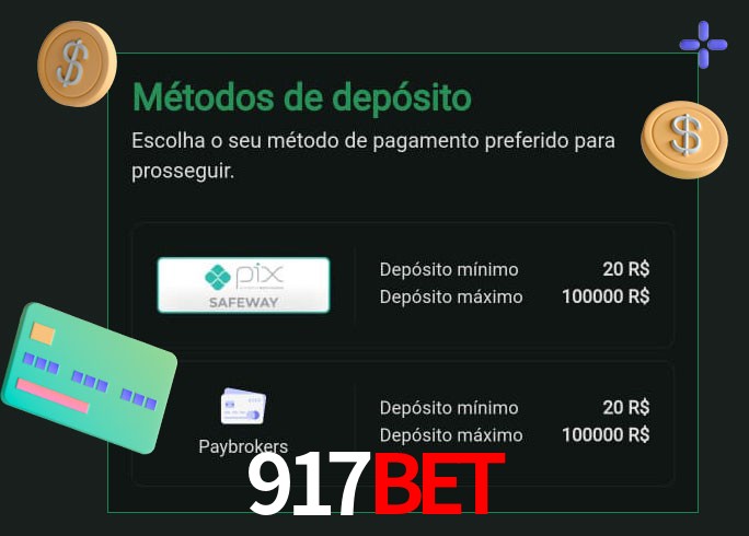 O cassino 917Bet oferece uma grande variedade de métodos de pagamento